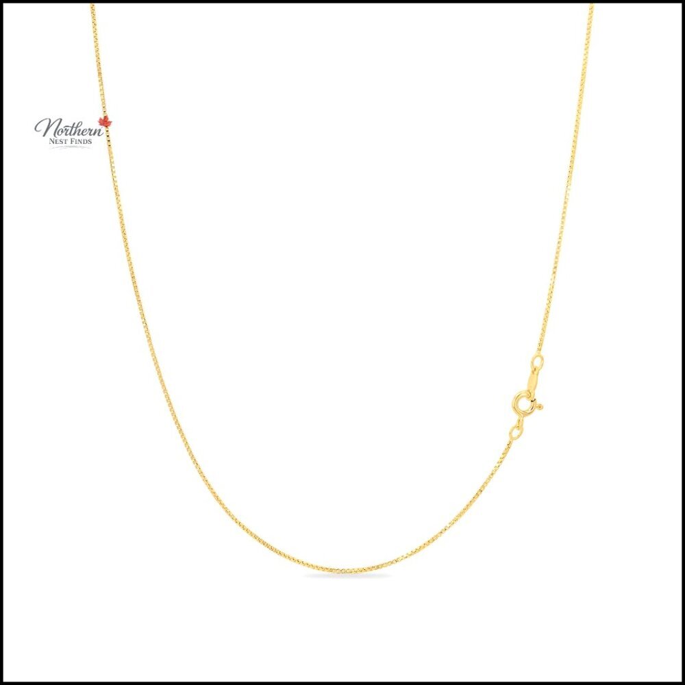 18k Gold Plated Sterling Silver Box Chain Necklace 18 Inch Hypoallergenic